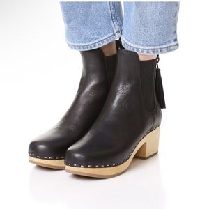 Loeffler Randall Dillon Tassel Clog Leather Bootie Sz 7 Black VGUC